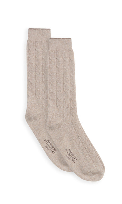 Cable-Knit Socks In Refined Wool And Cashmere Blend
