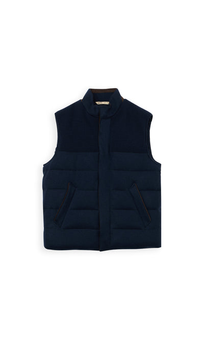 Goose Down Vest in Mixed Fabric