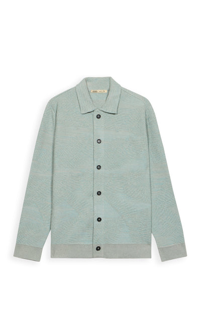 Overshirt Cardigan In Cotone E Lino Con Disegno Jacquard Palma