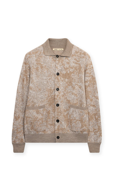 Blouson Con Motivo Camouflage In Bland Lana, Cashmere, Cotone