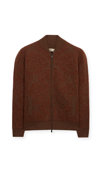 Bomber Aran Knit In Blend Di Lana Vergine