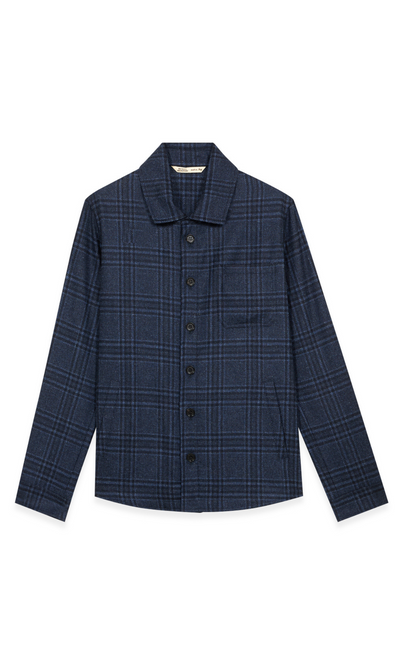Overshirt Check In Lana, Seta E Lino Overdyed