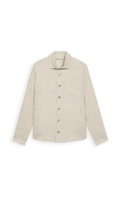 Overshirt Check In Pregiata Mescola Di Lana, Seta, Lino e Cashmere